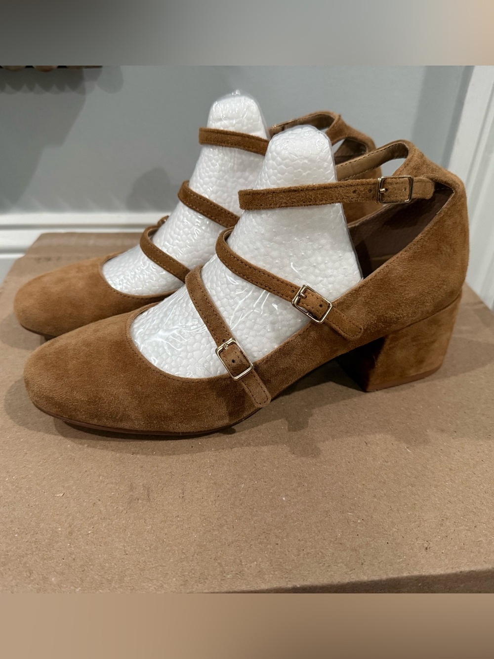 Chinese Laundry Suede Mary Jane Block Heel - Brown